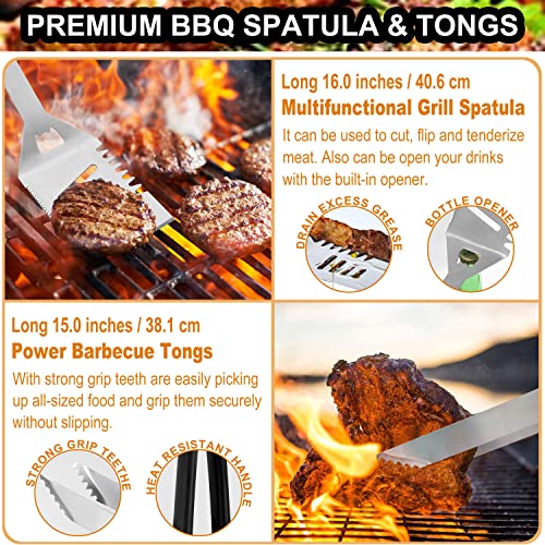 POLIGO 26PCS Camping Grill Utensils Set for Outdoor Grill Set Stainless Steel Grill Accessories in Case - Premium BBQ Tools Grilling Tools Set Ideal Birthday Father's Day Grilling Gifts for Men Dad