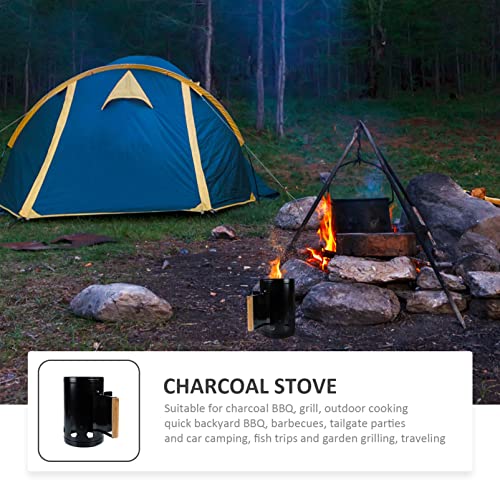 DOITOOL Camping Bucket Inch Tool Stove Starter Burning Picnic Barrels Fireplace Briquettes Lump Charcoal Kindling Hardwood Quick Canister Rapid Cooking with Chimney Starters Barbecues