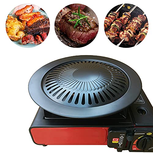 Korean Style Stovetop,Round Iron Stick-Proof Barbecue Plate Tray,Roasting Round Grill Pan for Indoor Outdoor BBQ,Stovetop Plate for Cooking Meat/Vegetable