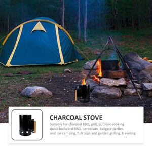DOITOOL 2pcs Kindling Grill Bucket Fireplace Cubes Chimney Can Trigger Barbecue Black and Outdoor Barrel for Igniting Burner Fast Briquettes Lighter Picnic Lump Cooking Hardwood Camping