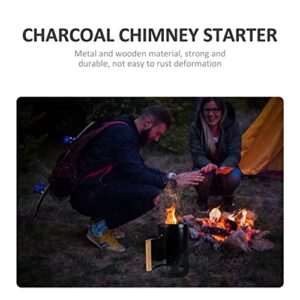 DOITOOL 2pcs Kindling Grill Bucket Fireplace Cubes Chimney Can Trigger Barbecue Black and Outdoor Barrel for Igniting Burner Fast Briquettes Lighter Picnic Lump Cooking Hardwood Camping