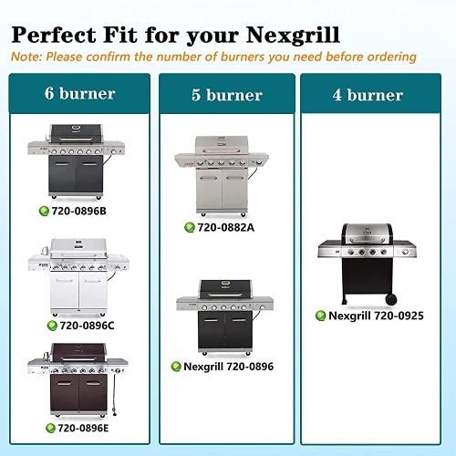 Uniflasy Replacement Parts for Nexgrill 720-0882A Evolution Infrared Plus 5 Burner Gas Grill Repair Part kit for Nexgrill 720-0896 720-0925 720-0896B 720-0896C Heat Plates, Burners Tubes, 5 Pack