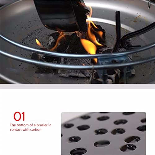 FEER Chimney Charcoal Starter Pot Barbeque BBQ Grill with Wood Handle Portable Charcoal Brazier