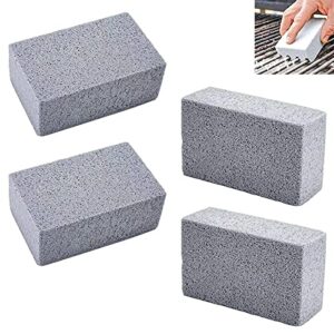 encoli grill cleaning brick block, pumice stone for removing bbq grills, racks, flat top cookers, pool, toilet cleaner (grey 4 pack)