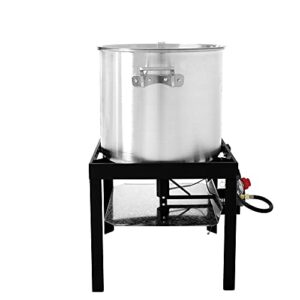 Creole Feast SBK1001 Seafood Boiling Kit with Strainer, Outdoor Aluminum Propane Gas Boiler with 10 PSI Regulator, Silver