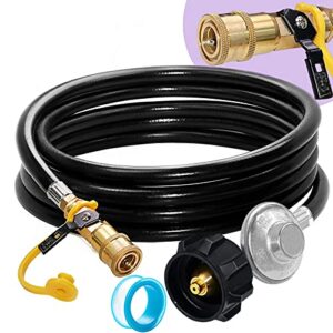 gcbsaeq 6ft quick connect propane hose with regulator low pressure gas propane tank qcc1 to 1/4″ female quick connect adapter for olympian 5100, 5500 rv grill