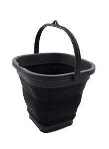 sammart 2.6l (0.68 gallon) super mini sqare collapsible plastic bucket – foldable square tub – portable fishing water pail – space saving outdoor waterpot (grey/black)
