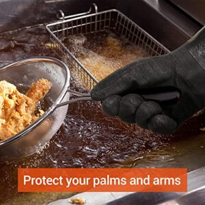 Schwer Grill BBQ Gloves 932℉ Heat Resistant Cooking Barbecue Gloves Waterproof Grilling Gloves for Turkey Fryer, Baking, Oven, Oil Resistant Neoprene Coating with Long Sleeve