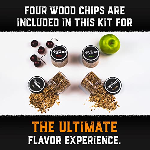 Cocktail Smoker Kit with Torch & Wood Chips for Whiskey & Bourbon (Premium Edition) + Wood Chips Fruit 4-Pack Bundle