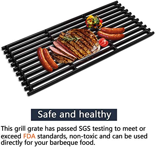 Hongso 18 1/4 inch Coated Cast Iron Grill Grates for Charbroil 463241013, 463241014, 466241013, 463243812, 466241014, 463270612, G526-0007-W1, Tru-Infrared 2 Burner Grills, PCB007