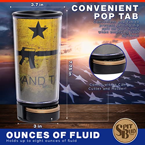 Come and Take it #2 by Spit Bud - The Ultimate Spittoon for Chew - Portable Dip & Snuff Cup with Lid, Pop Tab, Spill-Proof Funnel, Can Cutter & Holder - Fit in Cup Holders - Holds 8oz - Made in USA