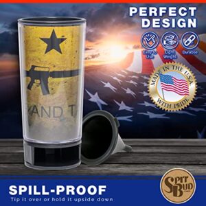 Come and Take it #2 by Spit Bud - The Ultimate Spittoon for Chew - Portable Dip & Snuff Cup with Lid, Pop Tab, Spill-Proof Funnel, Can Cutter & Holder - Fit in Cup Holders - Holds 8oz - Made in USA