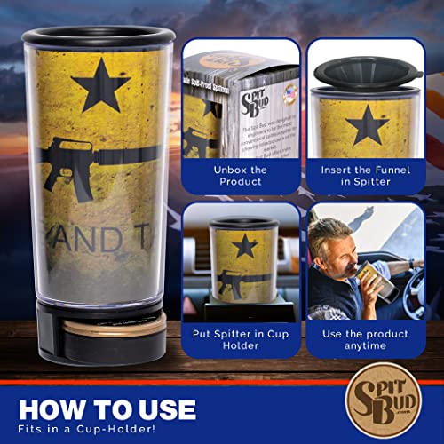 Come and Take it #2 by Spit Bud - The Ultimate Spittoon for Chew - Portable Dip & Snuff Cup with Lid, Pop Tab, Spill-Proof Funnel, Can Cutter & Holder - Fit in Cup Holders - Holds 8oz - Made in USA