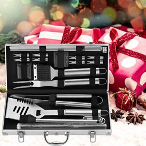 ROMANTICIST 23pc Must-Have BBQ Grill Accessories Set with Thermometer in Case - Stainless Steel Barbecue Tool Set with 2 Grill Mats for Backyard Outdoor Camping - Best Grill Gift for on Birthday