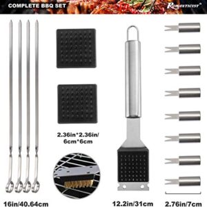 ROMANTICIST 23pc Must-Have BBQ Grill Accessories Set with Thermometer in Case - Stainless Steel Barbecue Tool Set with 2 Grill Mats for Backyard Outdoor Camping - Best Grill Gift for on Birthday