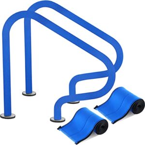 2 pieces 4 feet pool handrail cover blue hand railing cover zippered inground pool covers slip resistant rail grip for swimming pool inground ladder handles