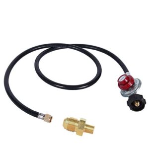gassaf 5ft 20 psi adjustable high pressure propane regulator with hose, come with 1/8 mnpt pipe fitting, fits for lp gas cooker, burner, turkey fryer, smoker connect to qcc1 propane tank