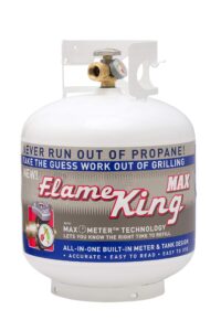flame king ysn230 20 pound steel propane tank cylinder with overflow protection device valve and built-in gauge, great for grills and bbqs