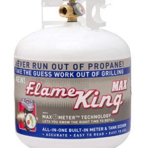 Flame King YSN230 20 Pound Steel Propane Tank Cylinder With Overflow Protection Device Valve and Built-in Gauge, Great For Grills And BBQs