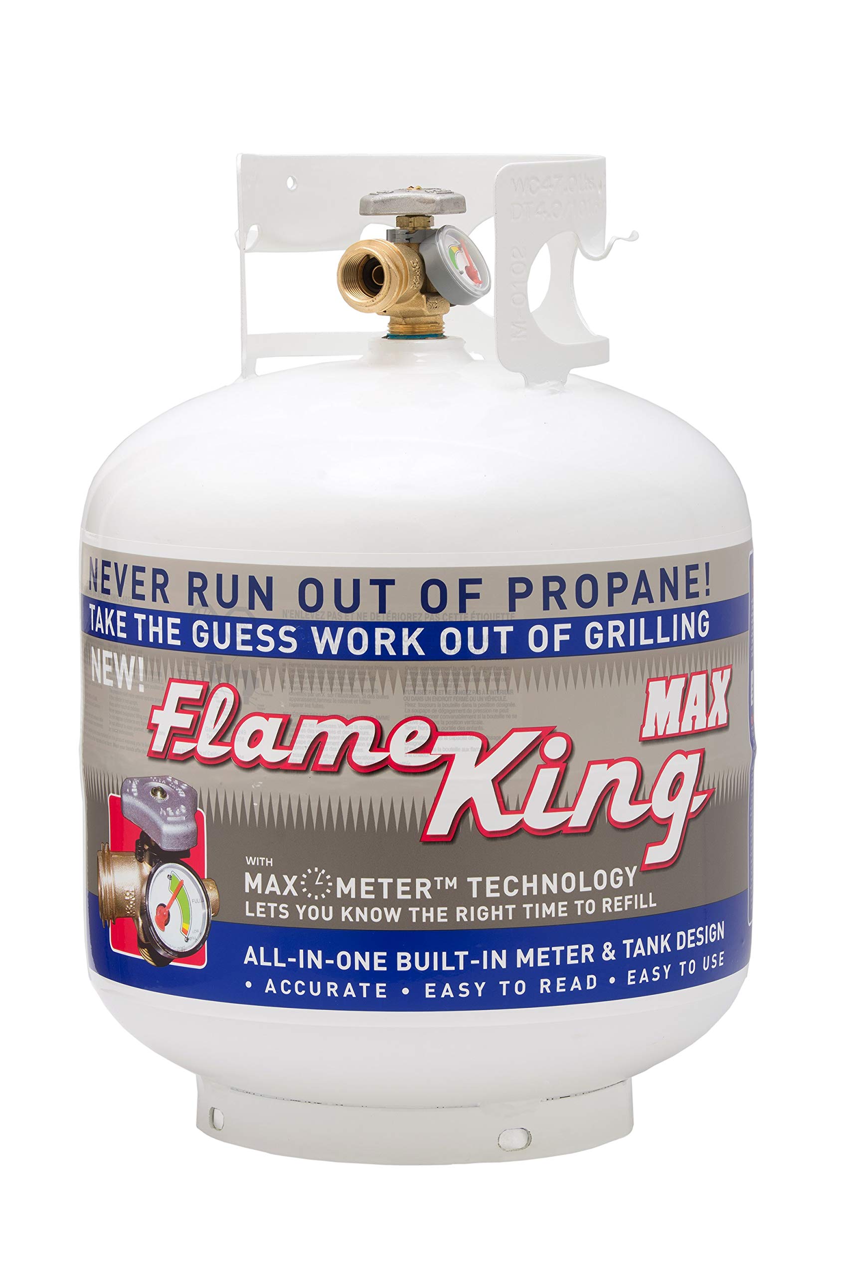 Flame King YSN230 20 Pound Steel Propane Tank Cylinder With Overflow Protection Device Valve and Built-in Gauge, Great For Grills And BBQs