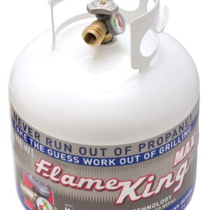 Flame King YSN230 20 Pound Steel Propane Tank Cylinder With Overflow Protection Device Valve and Built-in Gauge, Great For Grills And BBQs