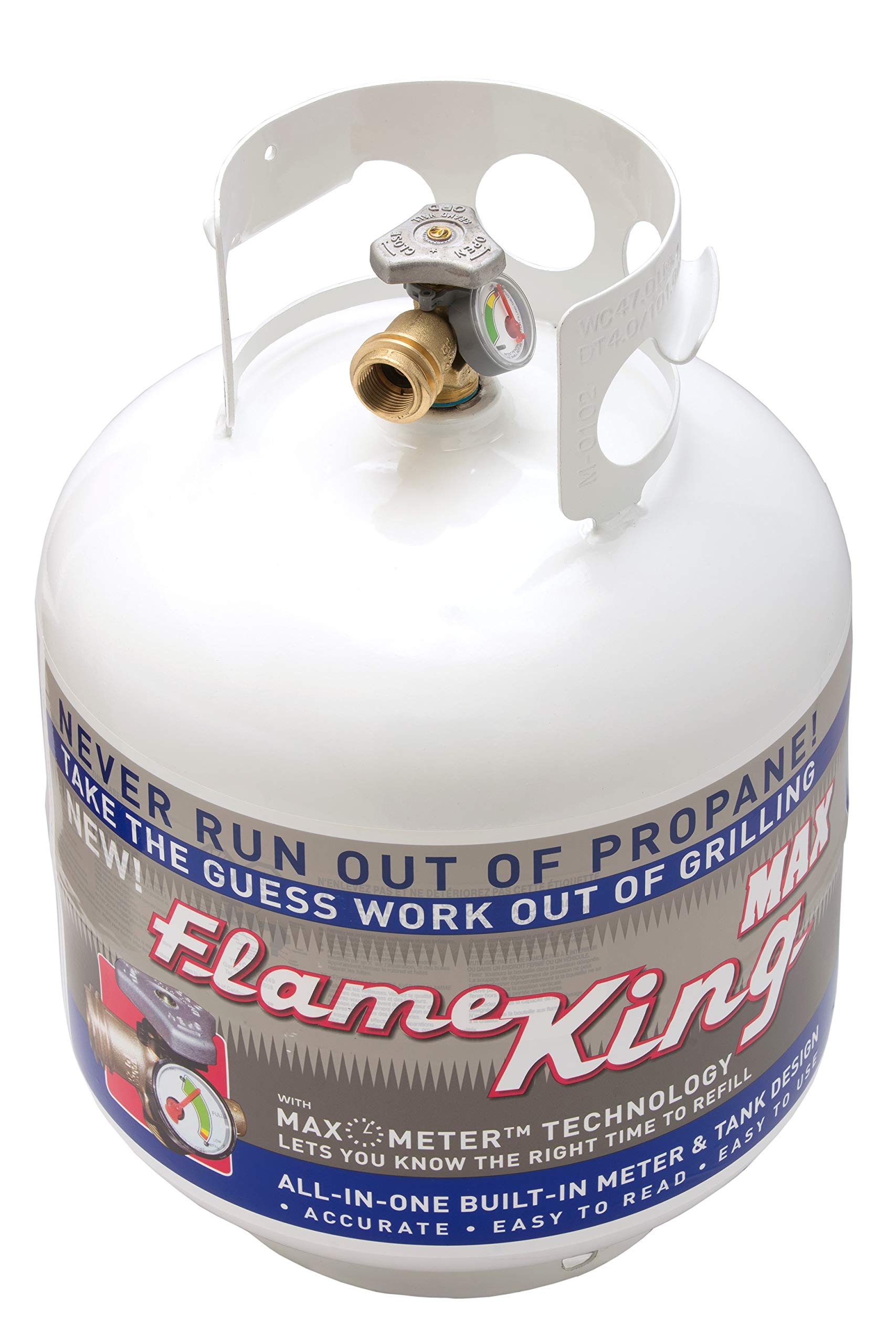 Flame King YSN230 20 Pound Steel Propane Tank Cylinder With Overflow Protection Device Valve and Built-in Gauge, Great For Grills And BBQs