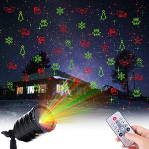 Christmas Decorative Laser Lights Projector Outdoors Decor Waterproof 10 Pattern LED Red and Green Stars Spotlight Lights Projector Lights for Xmas Home House Yard Garden Patio Wall Indoor