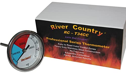 River Country 3" (RC-T34CC) Adjustable BBQ, Grill, Smoker Thermometer Temperature Gauge 50 to 550F