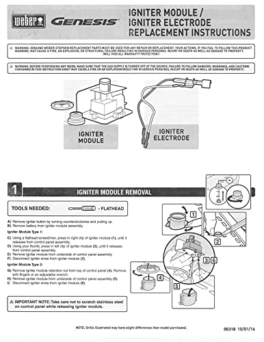 Weber 67847 Battery Electronic Igniter Kit with Ceramic Collector Box for Genesis (2008-2010)