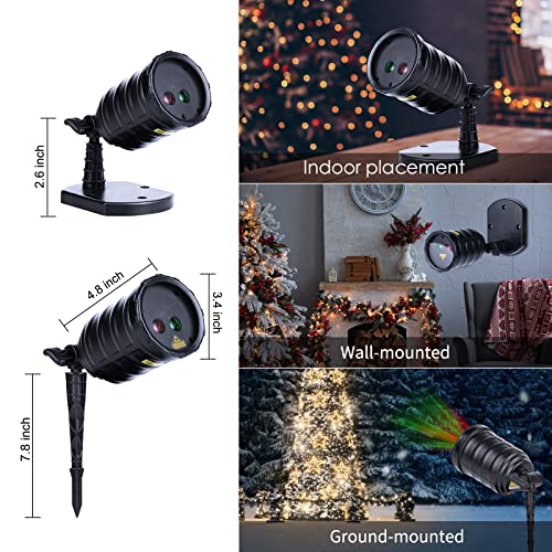 Christmas Projector Lights Outdoor, Party Laser Light Projection 10 Patterns Waterproof with Timer Speed Flash Mode Setting Landscape Spotlight for Indoor House Halloween Holiday Decoration, Red+Green