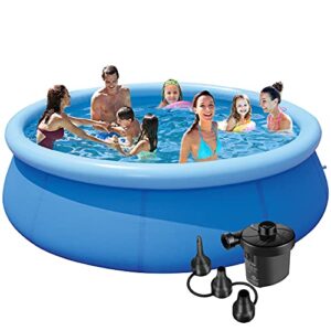 inflatable kiddie pool for summer relax – swimming pool for kids and adults – easy set up above ground pools for backyard with electric air pump (blue) (blue)