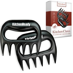 KitchenReady Pulled Pork Shredder Claws & BBQ Meat Forks - Paws for Pulling Brisket from Grill Smoker or Slow Cooker - Shredding Handling & Carving