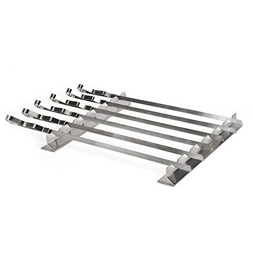 Mtoye Steven Raichlen Best of Barbecue SR8816 Stainless Steel Kabob Rack Set with Six 17” Skewers