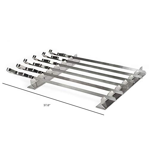 Mtoye Steven Raichlen Best of Barbecue SR8816 Stainless Steel Kabob Rack Set with Six 17” Skewers