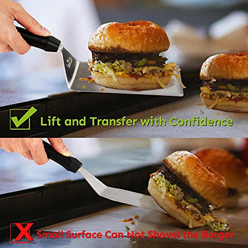 HULISEN Stainless Steel 5.5 inch Square Burger Press + 6x5 inch Large Stainless Steel Spatula