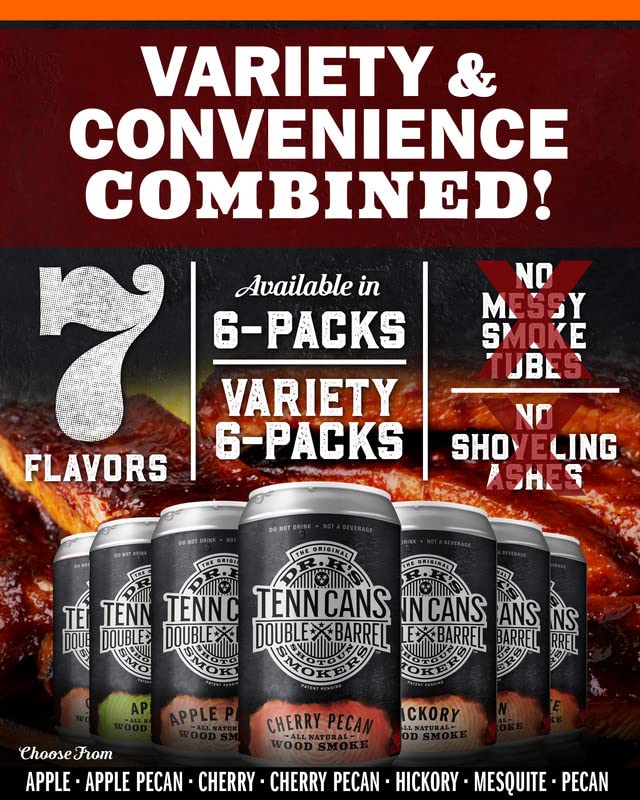 Dr. K's Tenn Cans 6 Pack, Apple & Pecan - Convenient, No Mess Smoke Tube Upgrade | Premium Apple & Pecan Pellets in an Easy to Use Can | Championship Flavor & Smoke Every Time| Up to 1hr Smoke Per Can