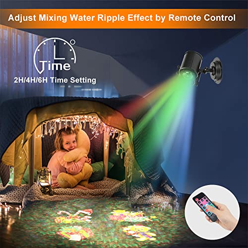 Christmas Projector Lights, LED Projection Light, 2 in 1 Water Wave Projector Light with 16 Switchable Patterns,Waterproof Landscape Light Show for Celebration Halloween Birthday and Party Decoration