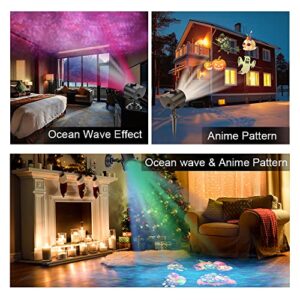 Christmas Projector Lights, LED Projection Light, 2 in 1 Water Wave Projector Light with 16 Switchable Patterns,Waterproof Landscape Light Show for Celebration Halloween Birthday and Party Decoration