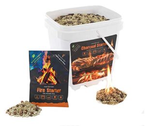 (2-gallons + 1 pack) insta-fire charcoal briquette starter & fire starter pack for camping, emergencies, hiking, fishing, boating, fire pits, grilling, survival, food storage, boiling water (as seen on shark tank!)