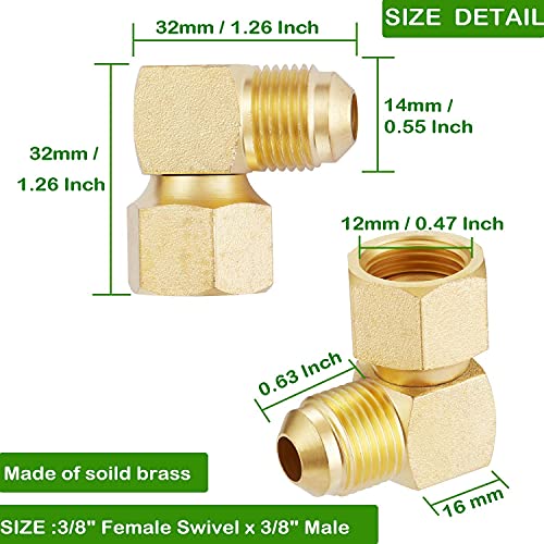 Litorange 1 PCS 90° Elbow Connector Replacement for Olympian Low Pressure Gas Fired Heaters - 3/8" Female Swivel Flare x 3/8" Male Flare,100% Brass