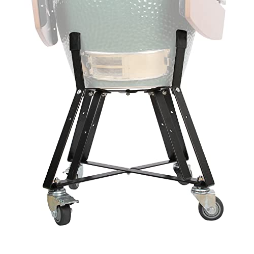 Rolling Cart Nest for Large Big Green Egg with Heavy Duty Locking Caster Wheels Powder Coated Steel Rolling Outdoor Cart Rolling Nest Big Green Egg Smoker Kamado Joe Grill Stand Accessories