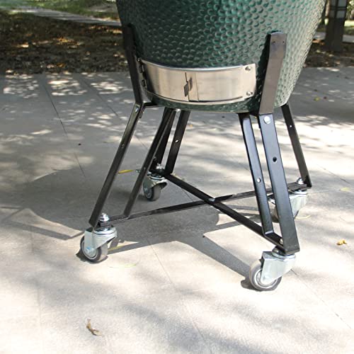 Rolling Cart Nest for Large Big Green Egg with Heavy Duty Locking Caster Wheels Powder Coated Steel Rolling Outdoor Cart Rolling Nest Big Green Egg Smoker Kamado Joe Grill Stand Accessories