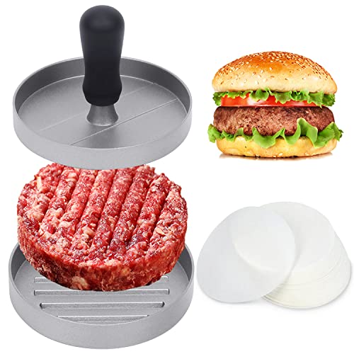 GPYG Hamburger Press, Burger Press Patty Maker with 100 Sheets Wax Paper, Non Stick Hamburger Press Patty Maker, Meat Beef Cheese Veggie Burger Patties Maker, Kitchen Gadgets