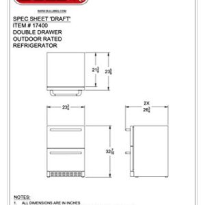 Bull Outdoor Products 17400 Double Drawer Outdoor Rated Refrigerator, Stainless Steel