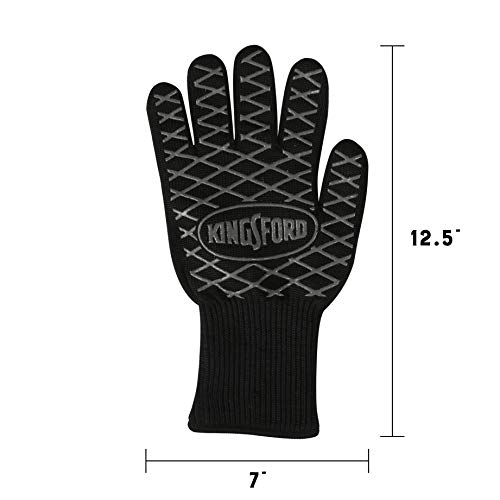 Kingsford Extreme Heat BBQ Grill Gloves, 2 Count | Heat Resistant Barbecue Gloves | The Ultimate Heat Barrier Silicone Grilling Gloves with Anti-Slip Safe Grip