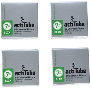 actitube aktivkohlefilter 50er schachtel 4 x slim activated carbon, 4 x 50 = 200 filters, 1-pack, silver, count