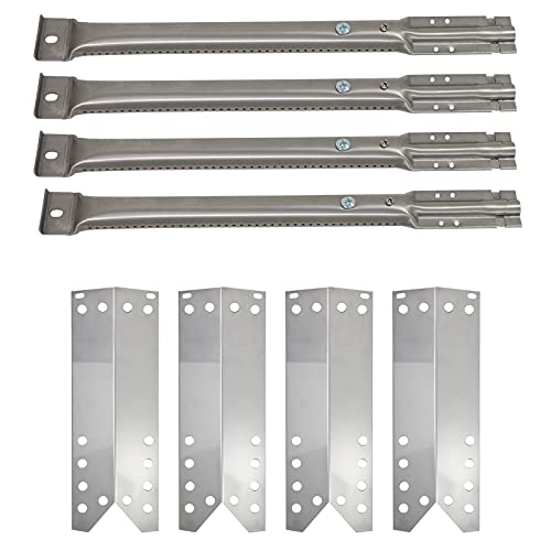 4-Pack BBQ Gas Grill Tube Burner & Heat Shield Plate Tent Replacement Parts for Nex 720-0679R - Compatible Barbeque Stainless Steel Pipe Burners & Flame Tamer, Guard, Deflector, Flavorizer Bar