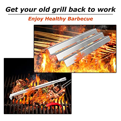 Zemibi Grill Replacement Parts for Napoleon Gas Models LEX485/605/730 LE LD485 Series Grills S81001, Stainless Steel Heat Plate Tent Shields and Heavy Duty Burner Tubes, BBQ Repair Kit, Pack of 4