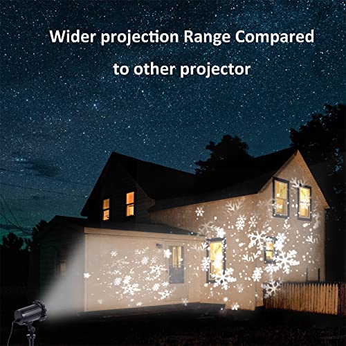 Snowflake Projector Lights Outdoor, Biger HD White Snowfall Lights Waterproof with RF Remote Control Timer, Landscape Decorative Projection Lamp for Xmas Holiday Wedding Party Decoration