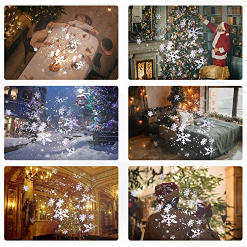 Snowflake Projector Lights Outdoor, Biger HD White Snowfall Lights Waterproof with RF Remote Control Timer, Landscape Decorative Projection Lamp for Xmas Holiday Wedding Party Decoration